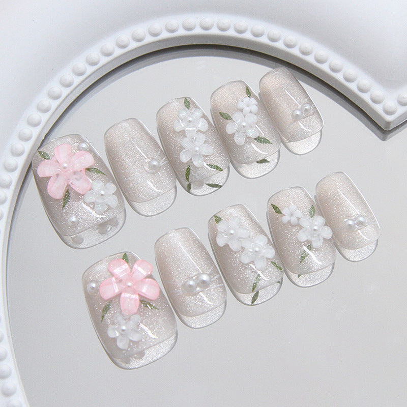 Floral Embellished Press-On Nail Art Stornfield