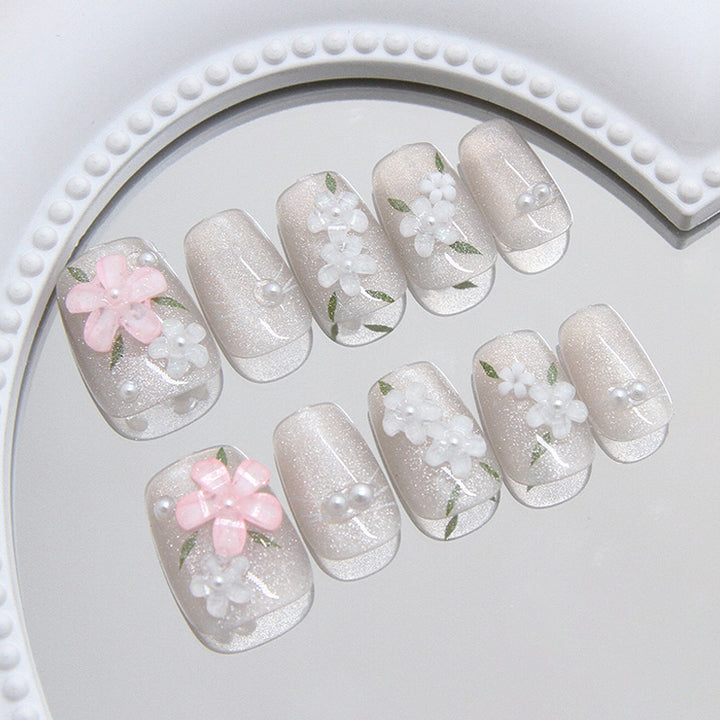 Floral Embellished Press-On Nail Art Stornfield