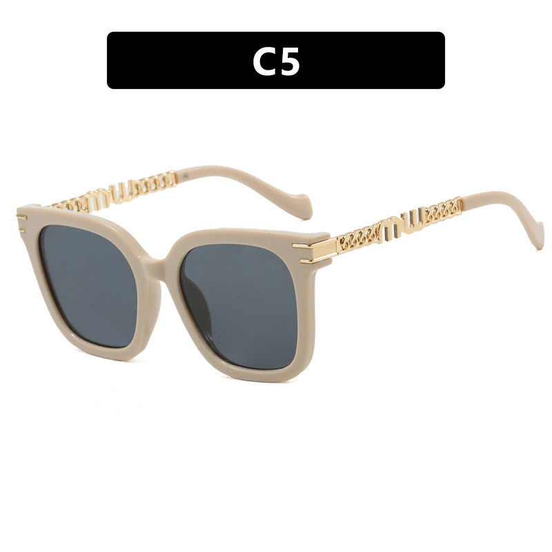 Ladies trendy square sunglasses with elegant frame and stylish gold accent Stornfield