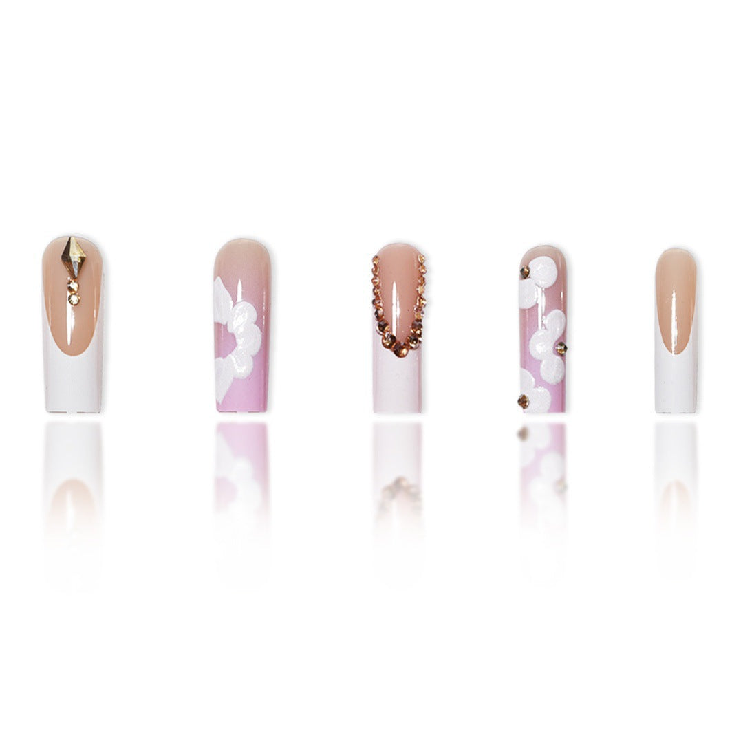 Elegant 3D Floral Press-On Nail Art Stornfield