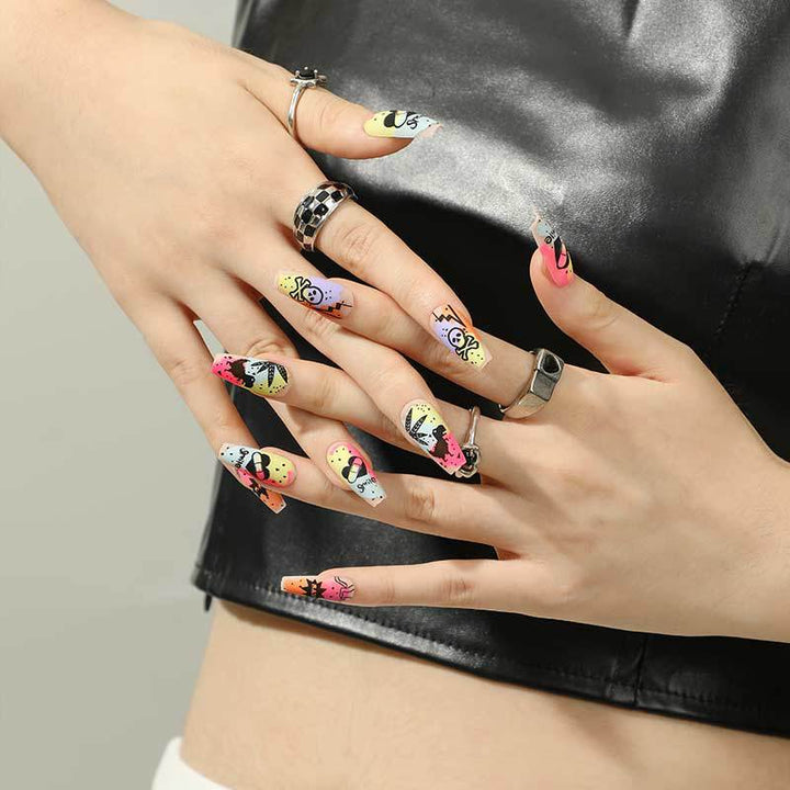 Creative artificial nails with colorful designs Stornfield