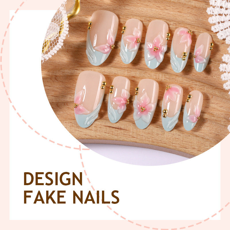 Acrylic nail set with exclusive flower and glitter accents Stornfield