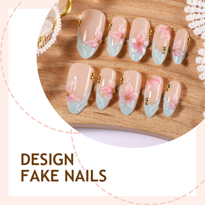 Acrylic nail set with exclusive flower and glitter accents Stornfield