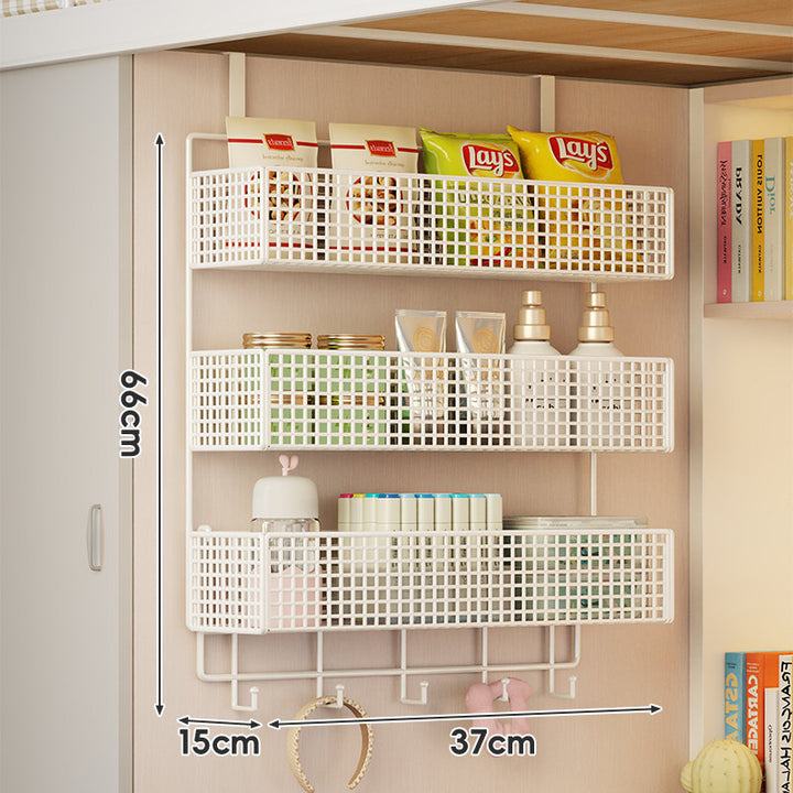 Under-Shelf Double-Tier Ventilated Mesh Hanging Storage Basket for Pantry and Bathroom