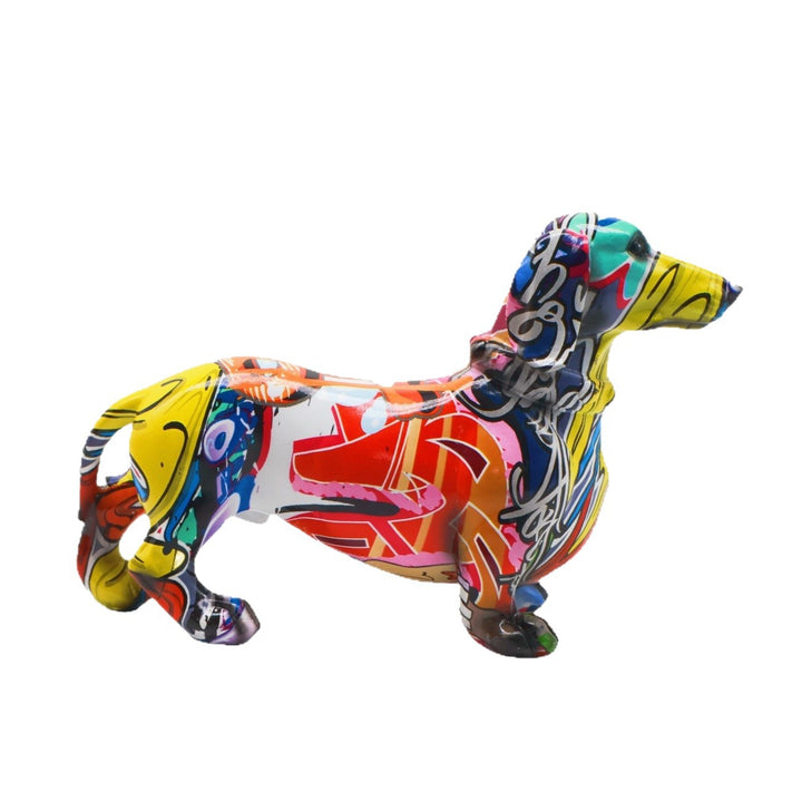 Colorful decoration figure of a dachshund in graffiti style Stornfield