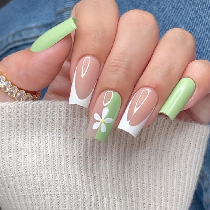 Decorative Floral Press-On Nail Art Set with 3D Flower Accents Stornfield