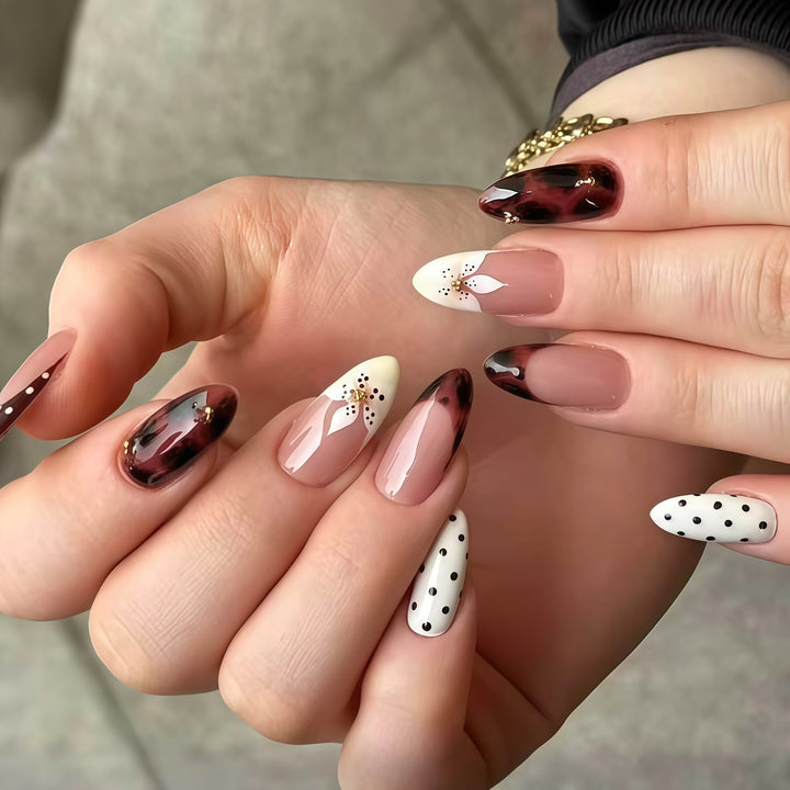 Artistic Floral Gel Nail Extensions Stornfield