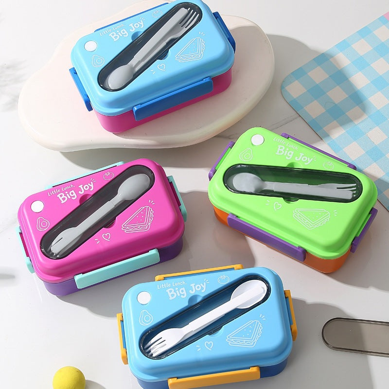 Multi-Compartment Lunch Box with Integrated Utensils