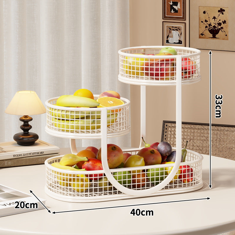 Three-Tier Metal Mesh Countertop Fruit & Produce Display Stand