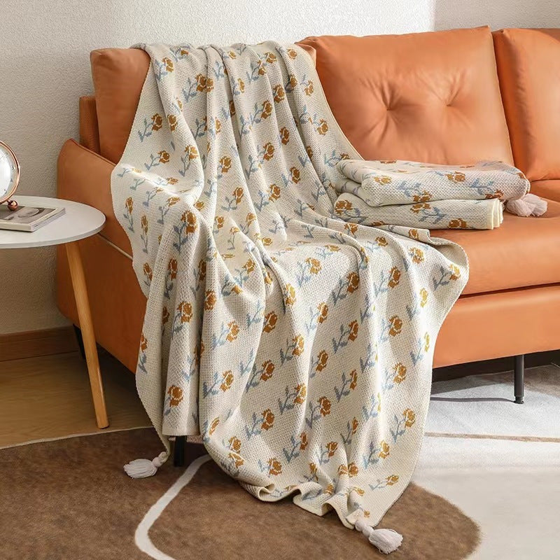 Decorative Floral Knit Throw