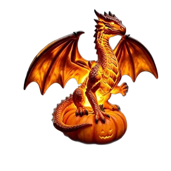 Decorative dragon on pumpkin lamp Stornfield