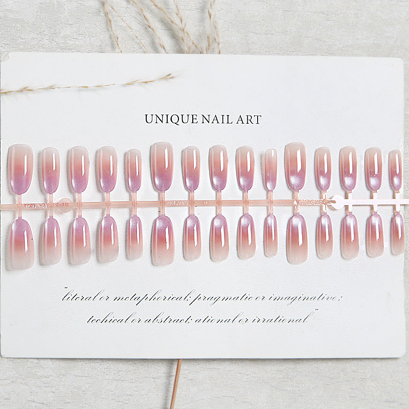 Artificial nail set with elegant ombre design and glossy finish Stornfield