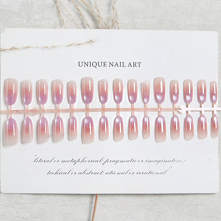 Artificial nail set with elegant ombre design and glossy finish Stornfield
