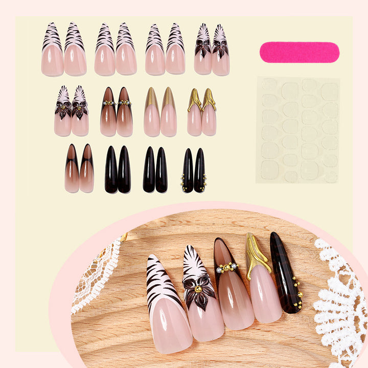 Artistic Stiletto Press-On Nail Set with Creative Patterns Stornfield