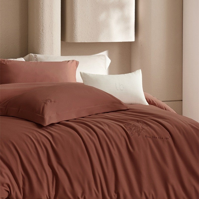 Luxury Embroidered Cotton Sateen Duvet Cover Bedding Set