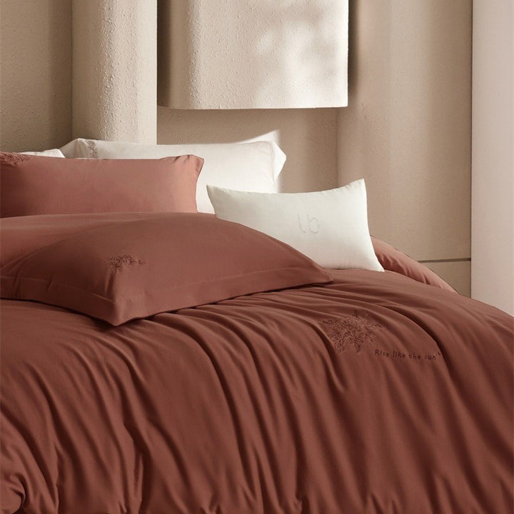 Luxury Embroidered Cotton Sateen Duvet Cover Bedding Set