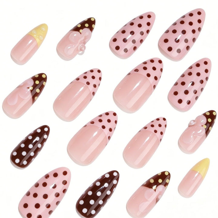 Creative nail art set with floral and polka dot design Stornfield