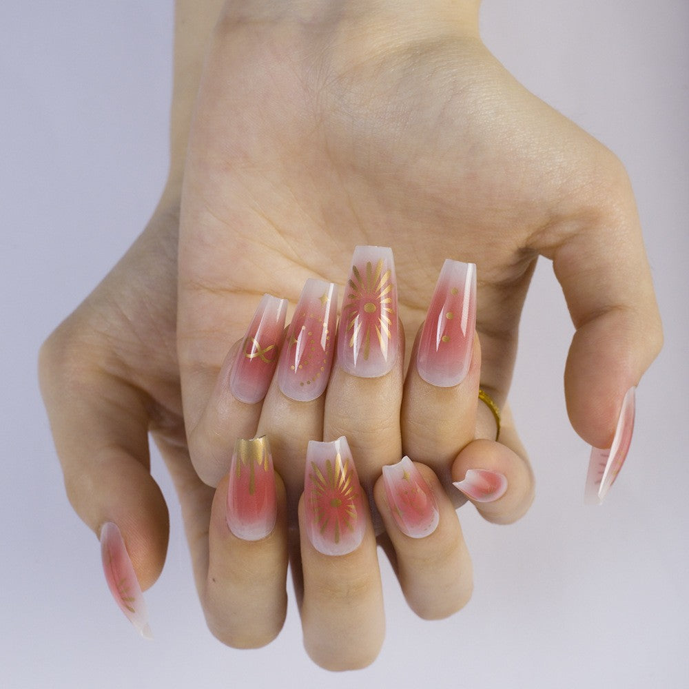 High-gloss artificial nails with rose effect Stornfield
