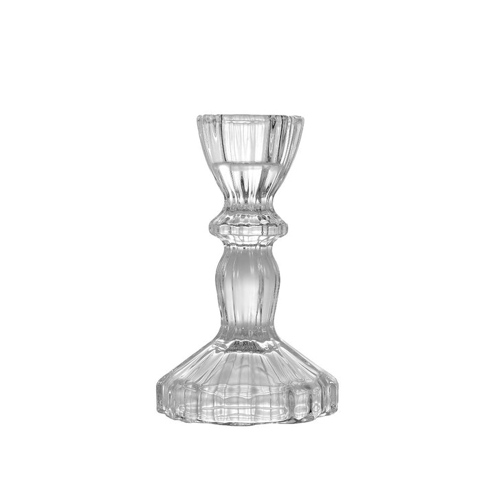Crystal-cut Glass Candlestick Holder with Ribbed Stem Stornfield