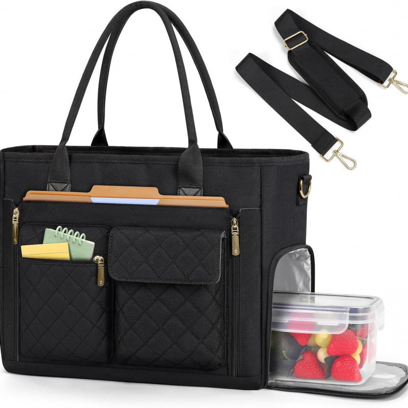 Multifunctional tote bag with structured interior layout and removable compartments Stornfield