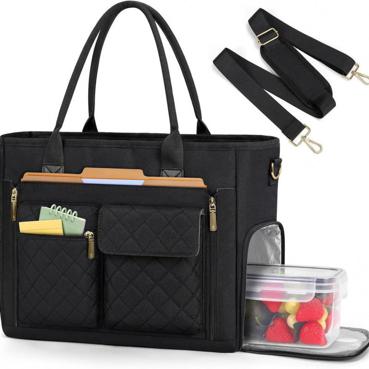 Multifunctional tote bag with structured interior layout and removable compartments Stornfield