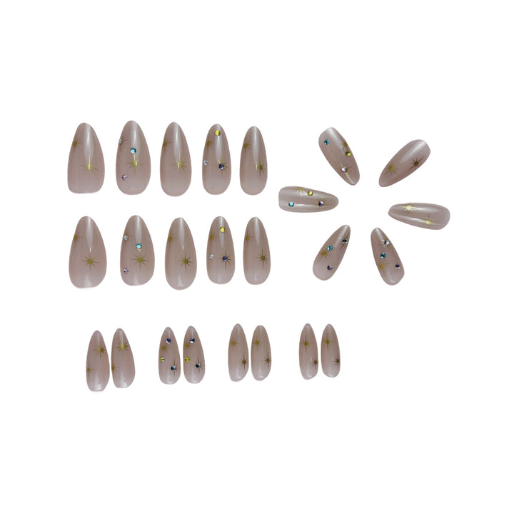Artistic Rhinestone-Embellished Almond-Shaped Nail Extensions Stornfield