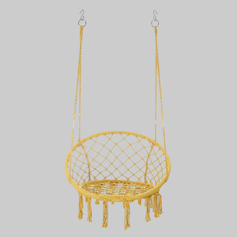 Macrame hanging swing chair boho woven fringe indoor outdoor hammock seat Stornfield