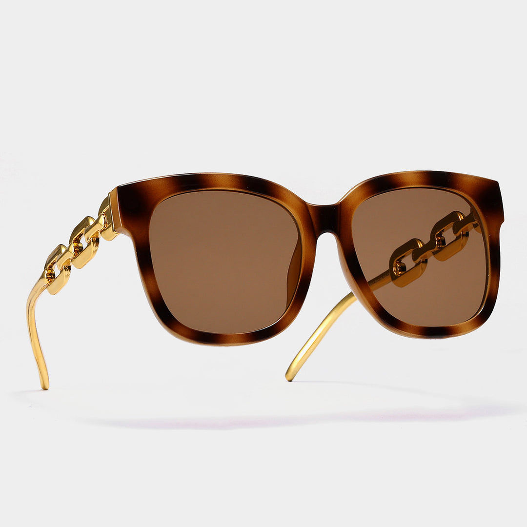 Ladies fashionable oversized sunglasses with luxurious chain frame Stornfield