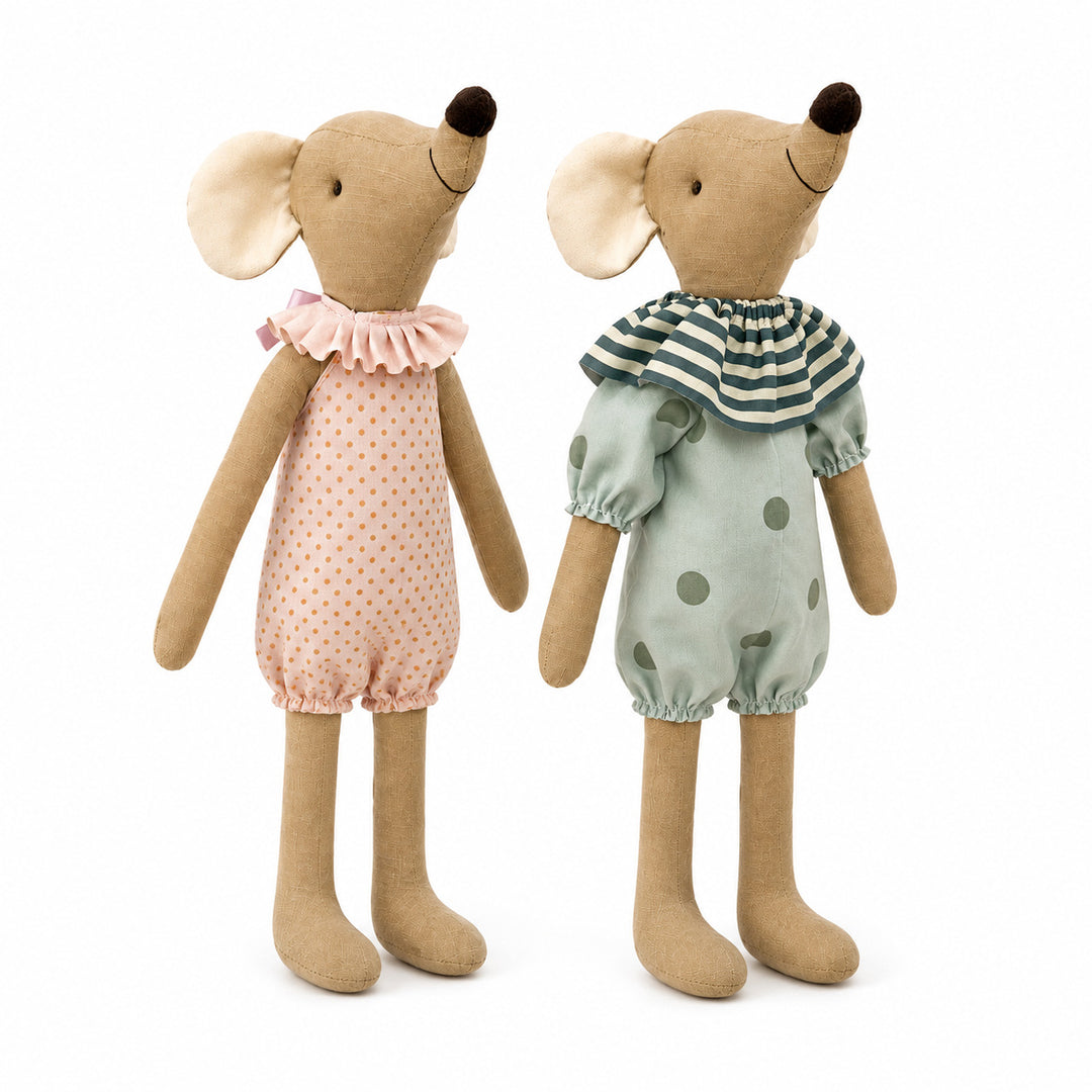 Soft Fabric Elephant Comforter Doll with Long Limbs and Ruffled Collar