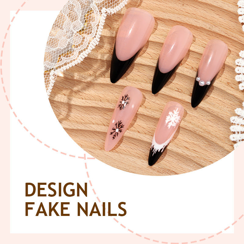 Artificial nail set with stylish winter design Stornfield