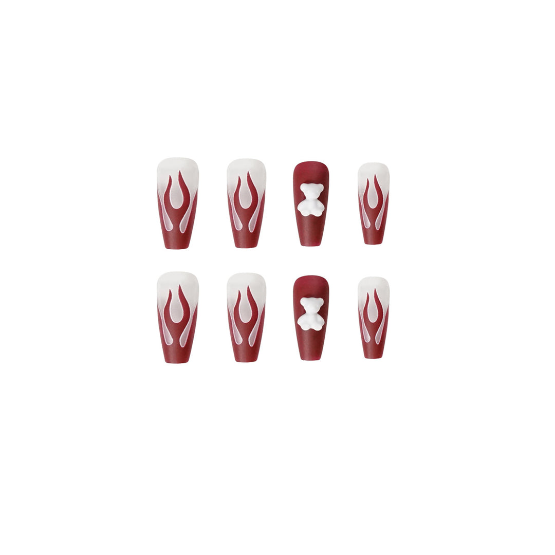 Artful stiletto nails with fiery flame design Stornfield
