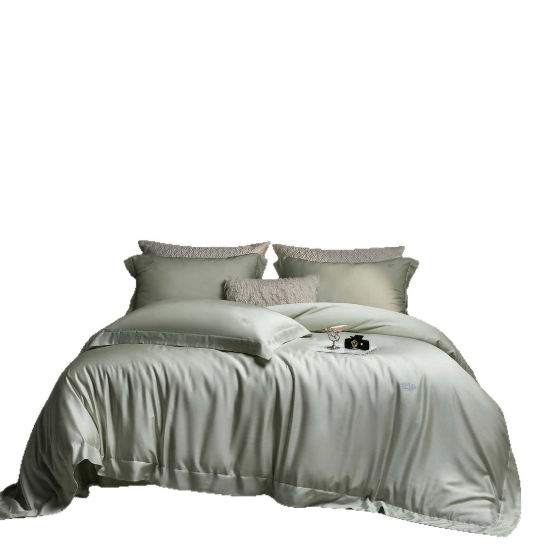 Luxurious satin bedding set made of cotton satin with a silky matte feel and tone-on-tone embroidery