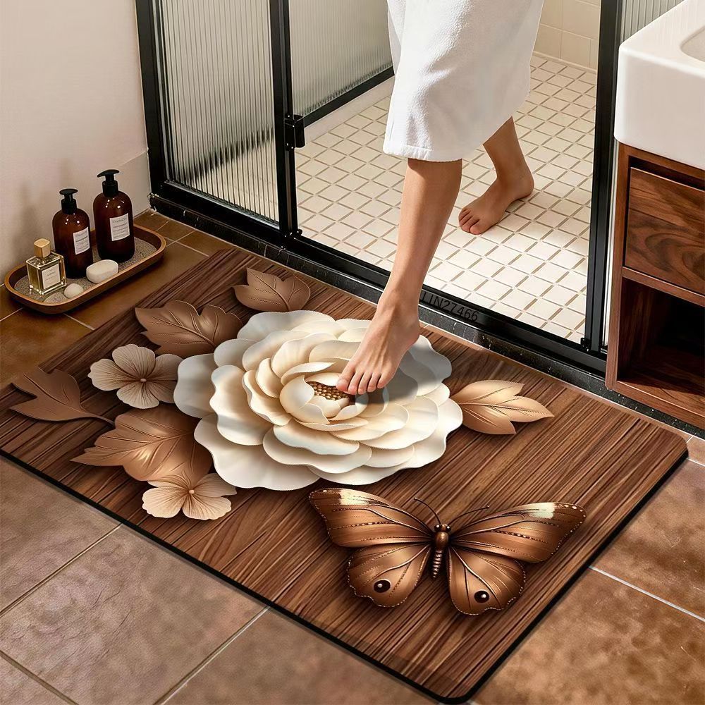 Premium Floral Design Bath Mat Stornfield