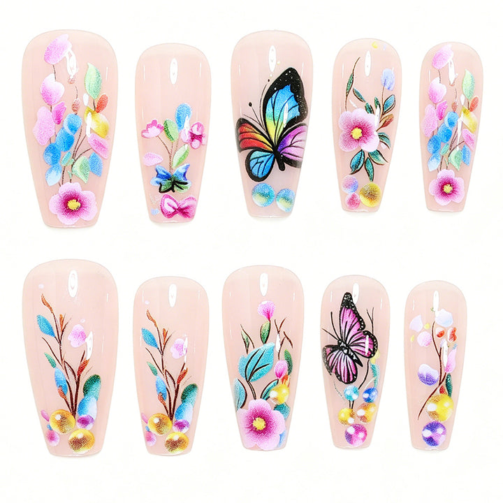 Artistic Butterfly Design Press-On Nail Set Stornfield