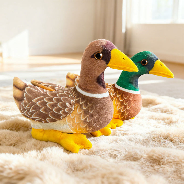 Mallard Duck Plush Companion with Embroidered Feather Pattern & Weighted Base Stornfield