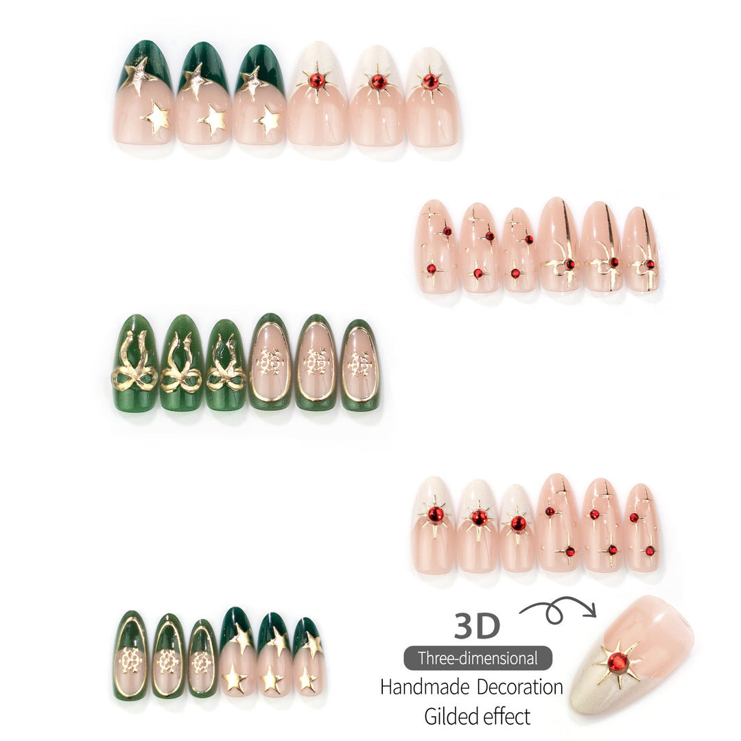 Holiday-Themed Glamorous Press-On Nail Art Set