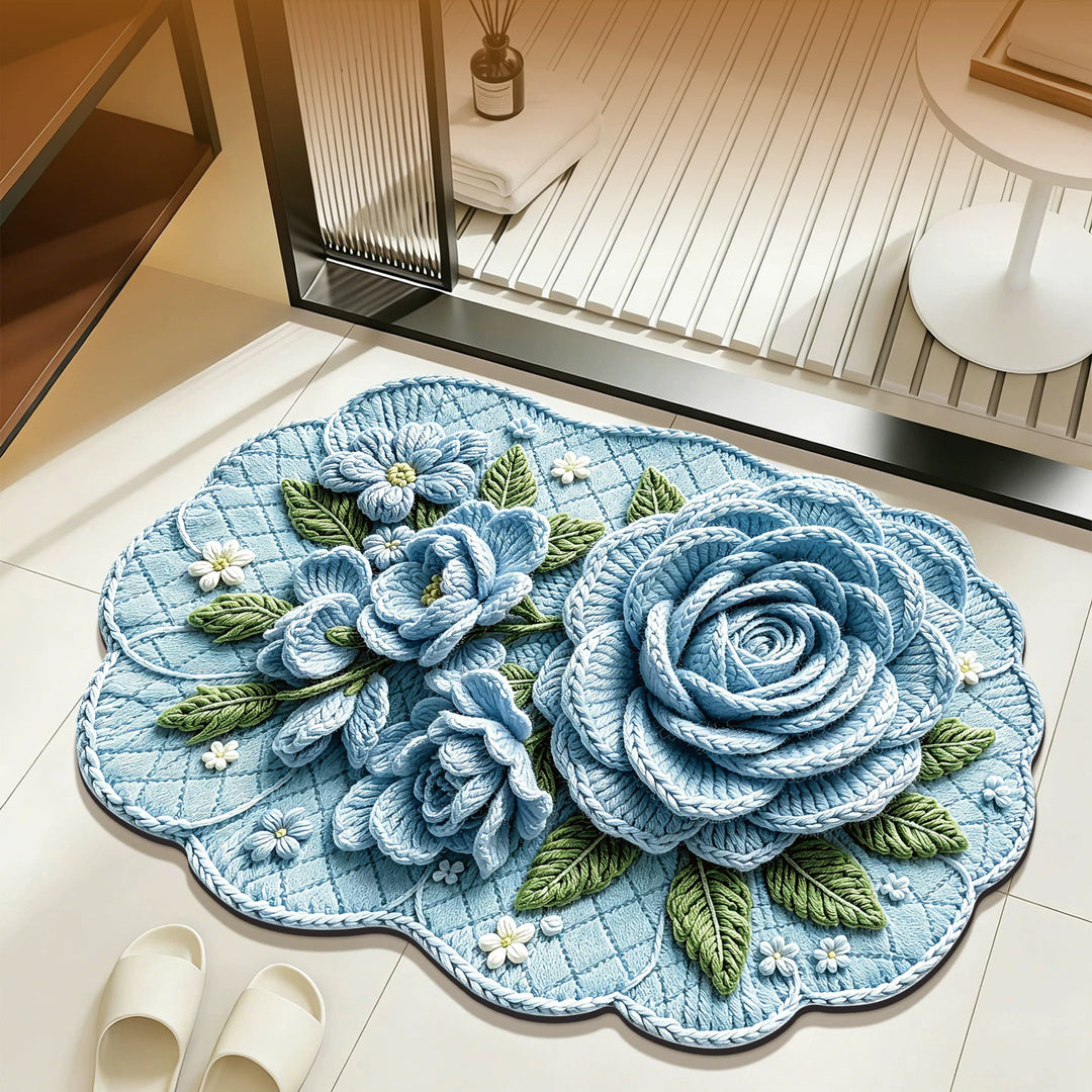 Floral-Inspired Embroidered Bath Mat