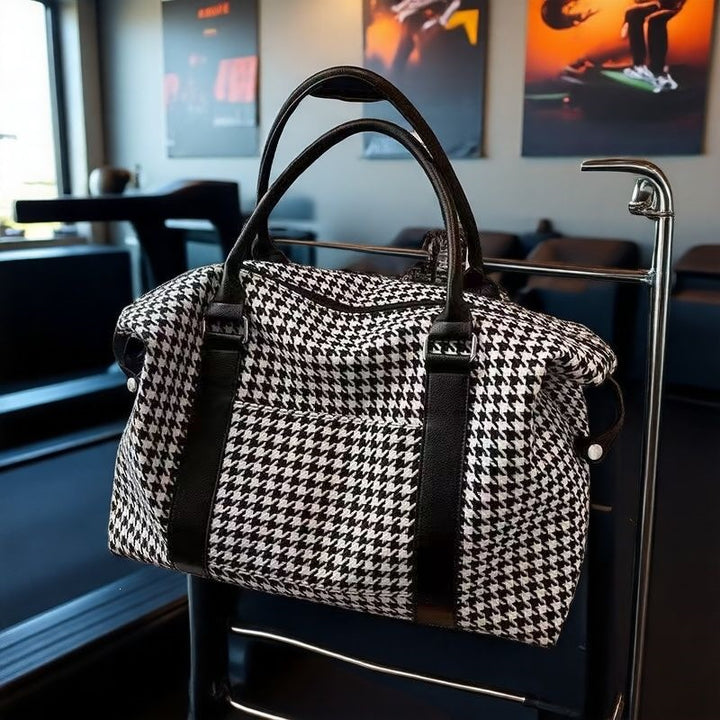 Spacious Tote Bag With Stylish Houndstooth Pattern Stornfield