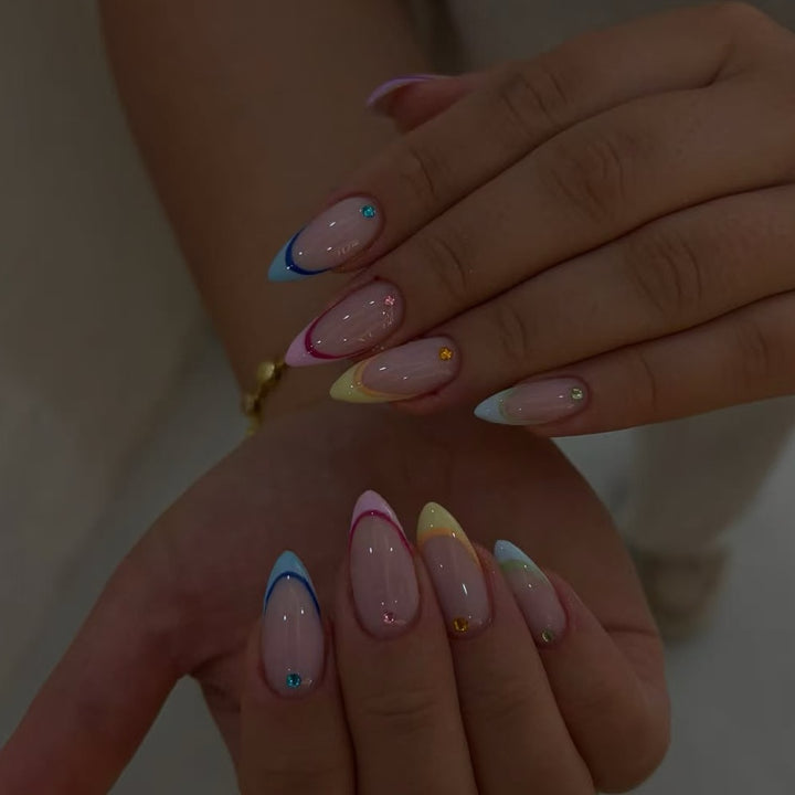 Nail extension set with elegant gradient and 3D accents Stornfield