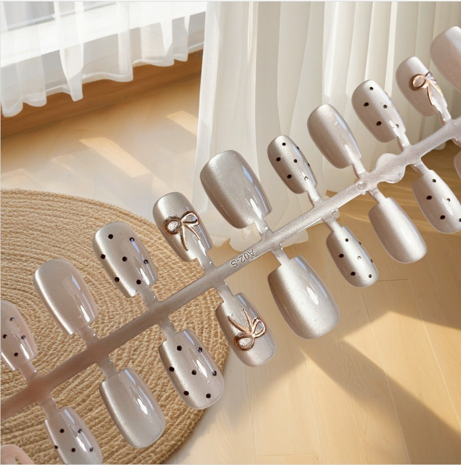 Decorative Press-On Nail Set with Bow Accents Stornfield