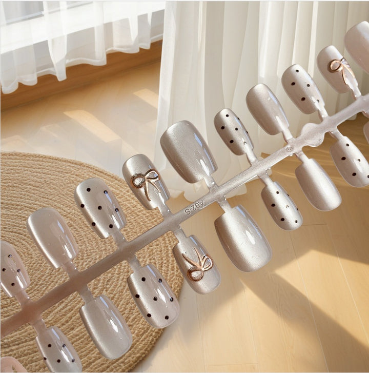 Decorative Press-On Nail Set with Bow Accents Stornfield