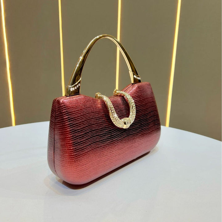 Crocodile-Effect Evening Handbag