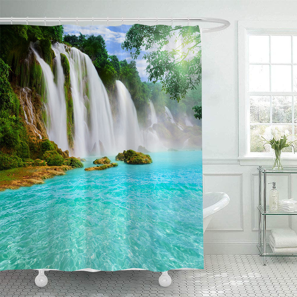 Scenic Waterfall Print Shower Curtain Stornfield