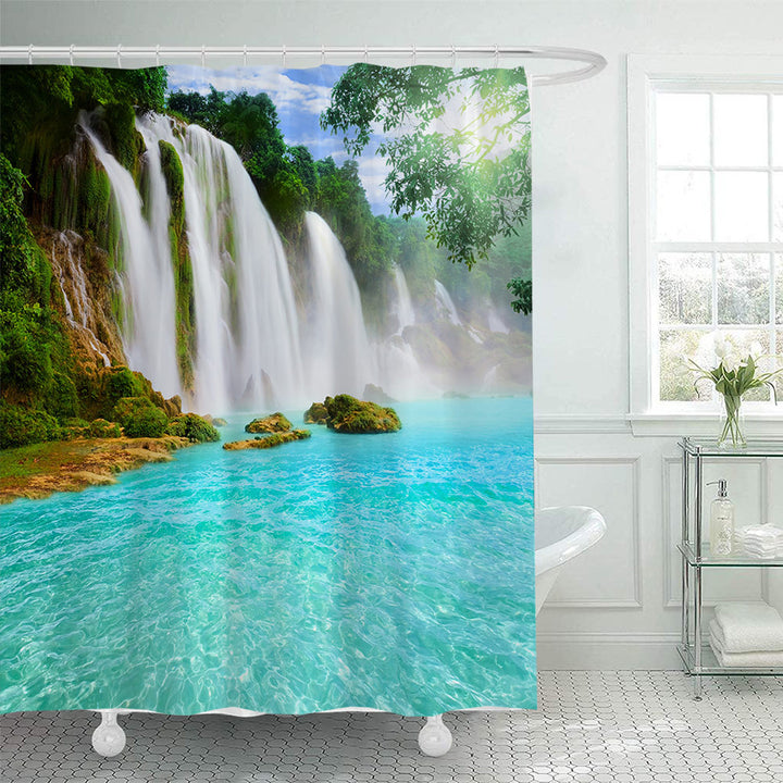 Scenic Waterfall Print Shower Curtain Stornfield