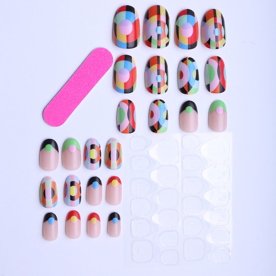 Creative Art Fake Nails with Varied Geometric Patterns Stornfield