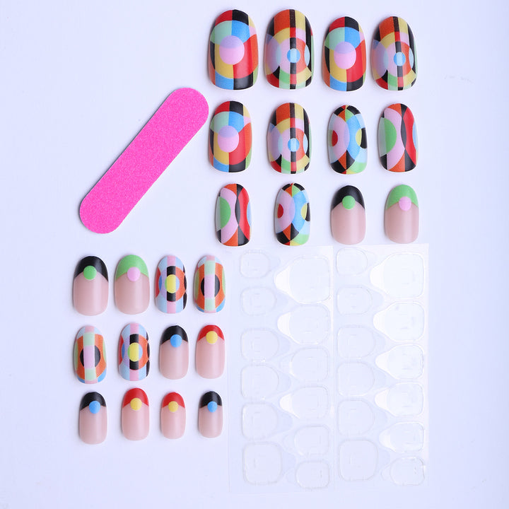 Creative Art Fake Nails with Varied Geometric Patterns Stornfield