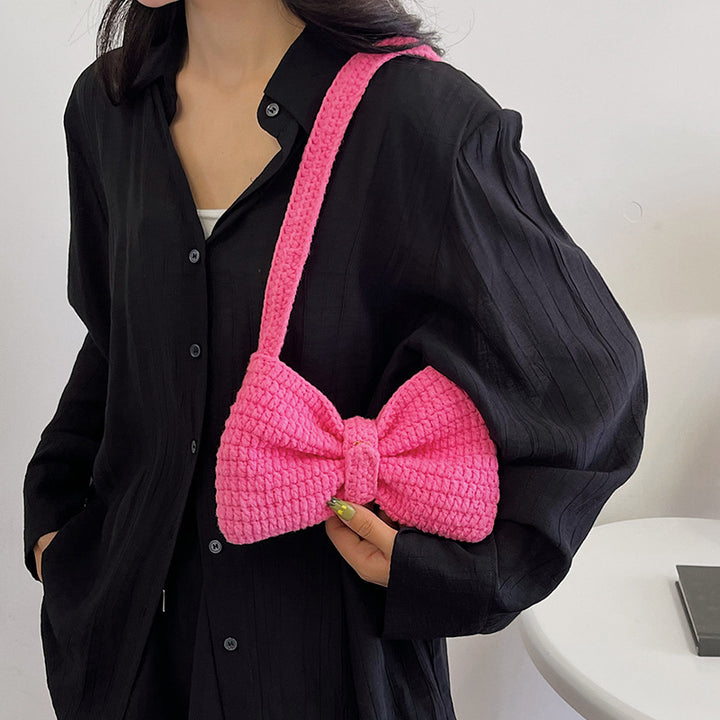 Bow-Detail Crochet Handbag