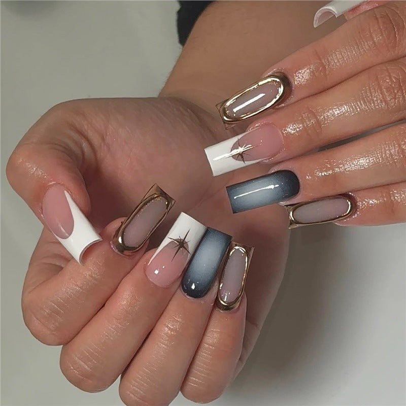 Elegant Stiletto Nail Extensions with Golden Accents Stornfield