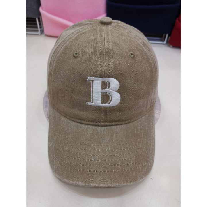 Women's Distressed Cotton Baseball Cap with Letter Embroidery Stornfield