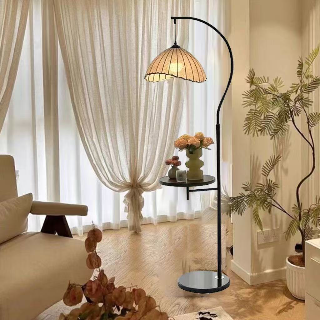 Modern Arc Floor Lamp with Shelf